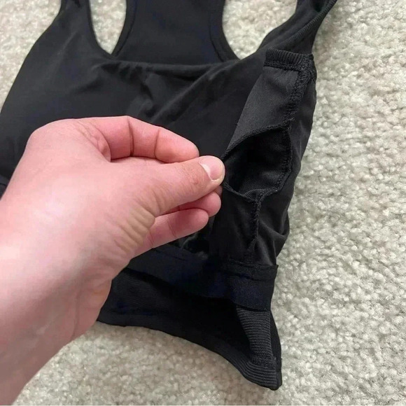 MoveTheory Cropped Sports Bra Black Women Size Medium Removable Pads Active Yoga - Picture 9 of 11